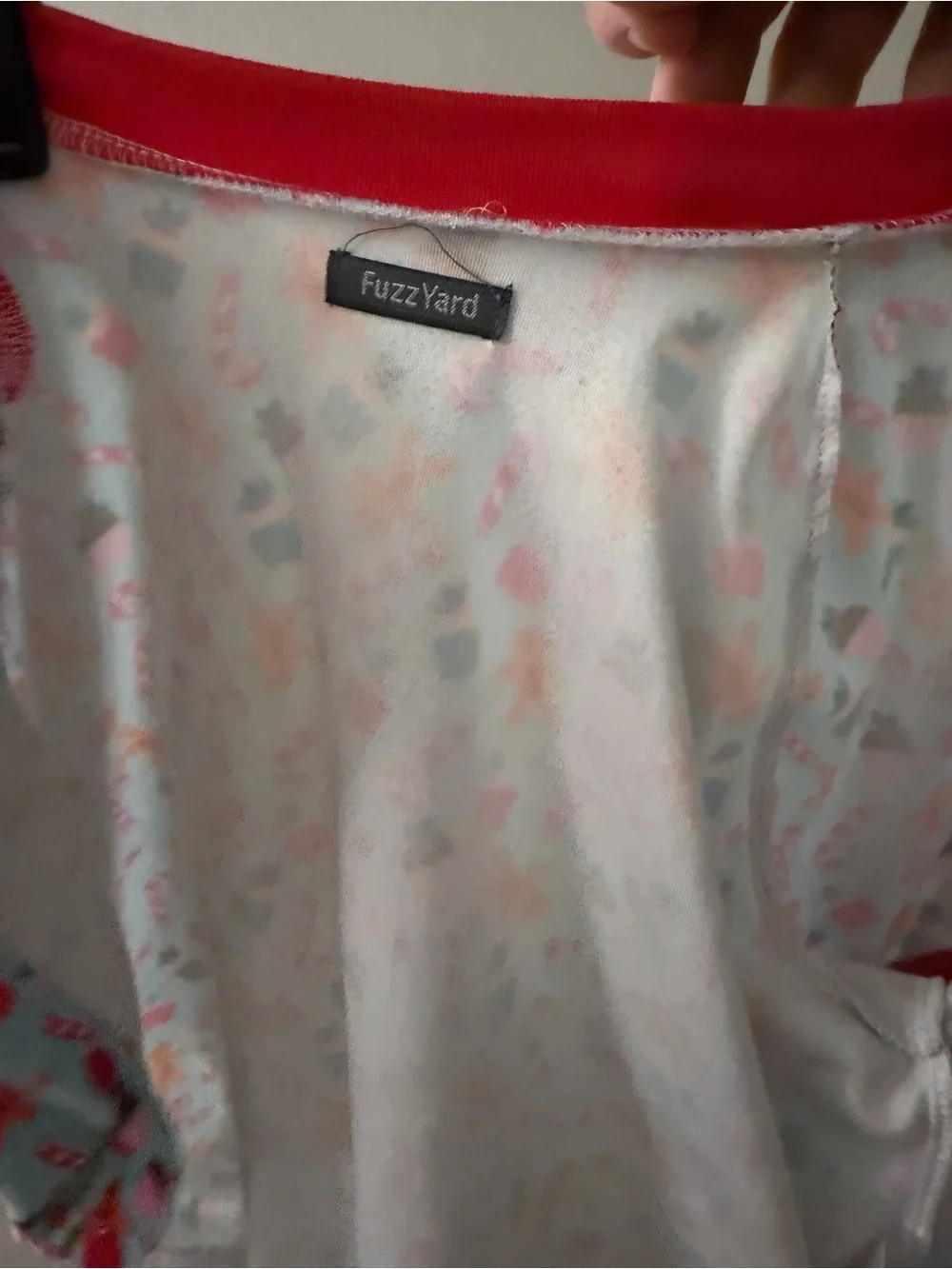Christmas Print Dog Onesie Pajama - Light Blue with Red Trim